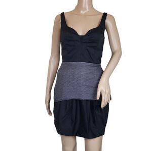 Bergdorf Goodman Black Gray Mini Mesh Dress